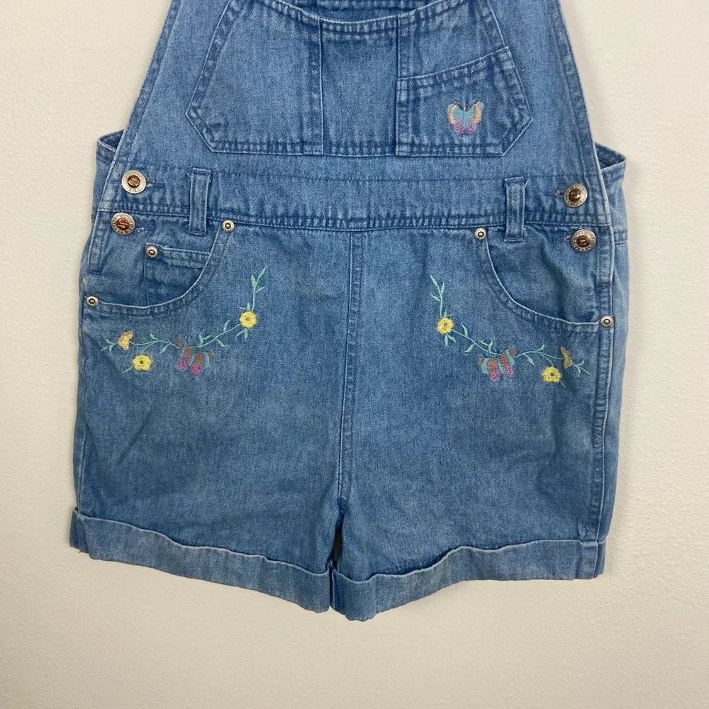 Squeeze Jeans Denim Overalls Shorts Butterfly Floral Girl's M Y2K Floral Retro